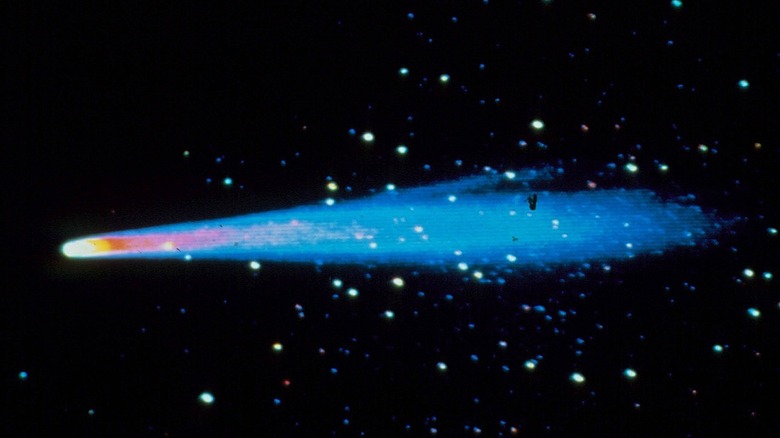 Halley's comet blue tail 1986