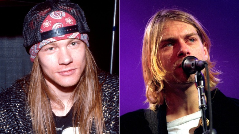 Split image of Axl Rose and Kurt Cobain