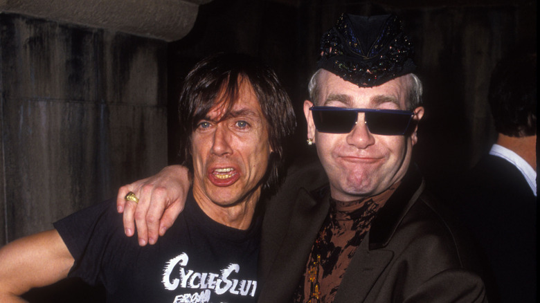 Iggy Pop posing with Elton John