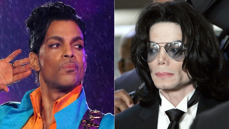 Split image of Prince and Michael Jackson