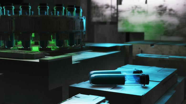 dark and spooky laboratory setting