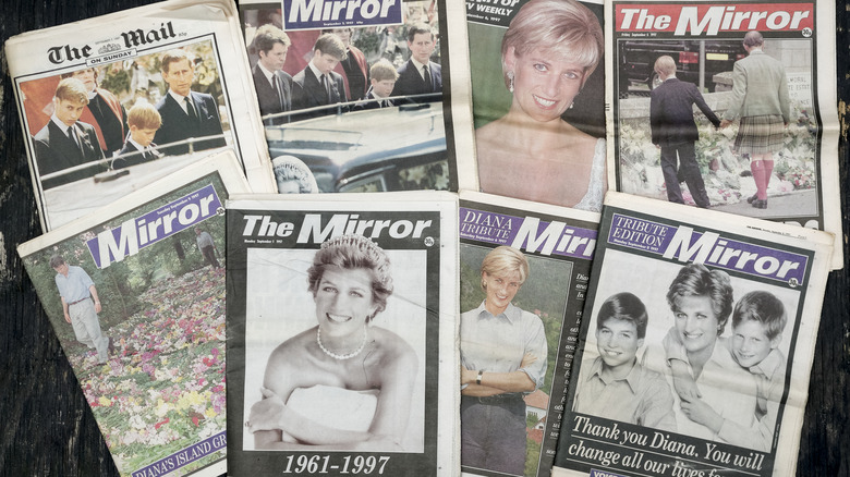 Newspapers featuring the late Princess Diana