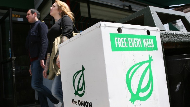 newspaper stand for The Onion