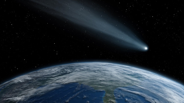Comet flying near Earth