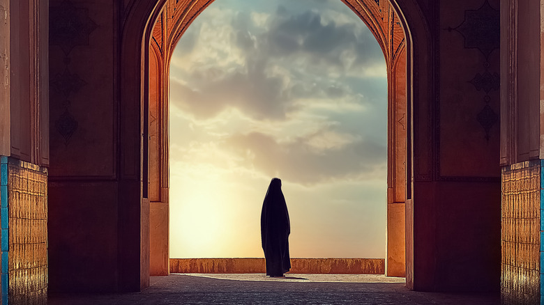 A Persian woman against a sunset 
