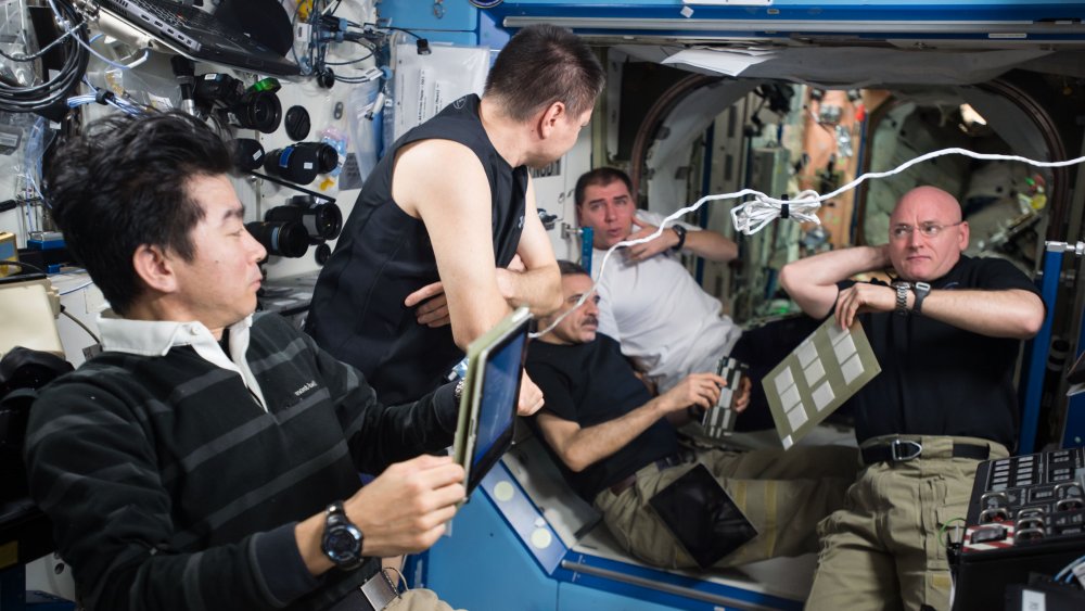 Aboard the space station