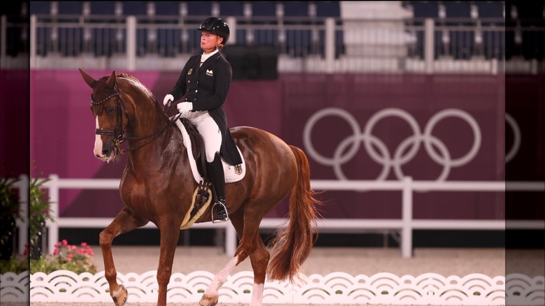 Horse and rider performing at Tokyo 2020 Olympics 