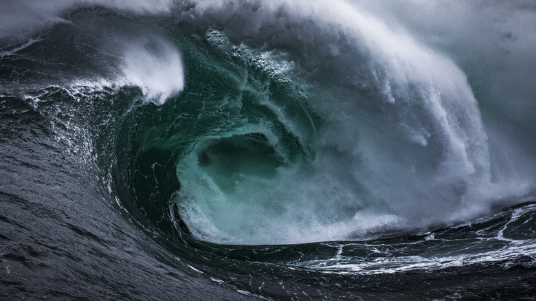 Sea waves curling