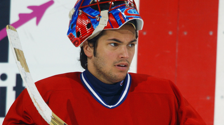 Jose Theodore warming up