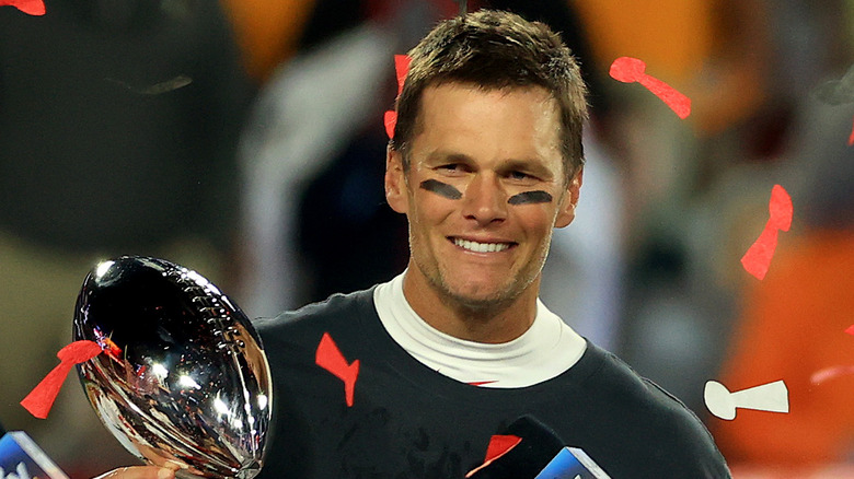 Tom Brady with the Lombardi Trophy