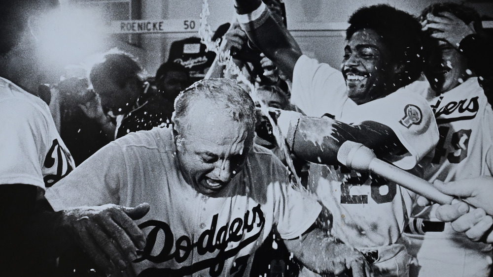 Lasorda celebrating with team