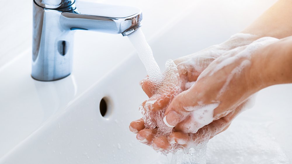 Person washing hands