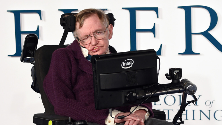 Stephen Hawking with computer and interface