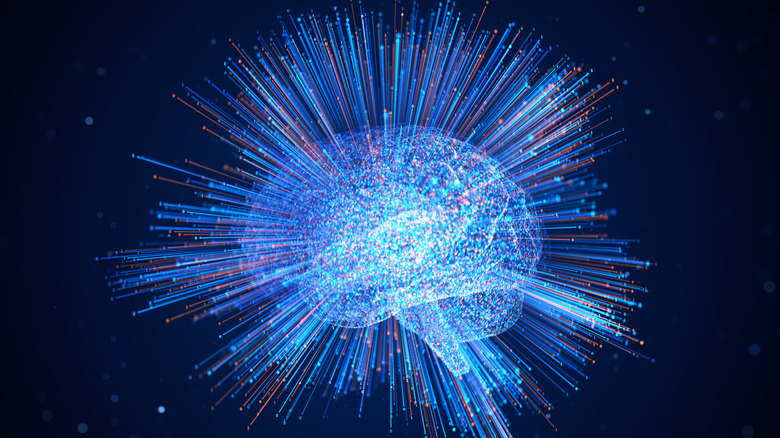 Image of brain with multi-colored lines coming out