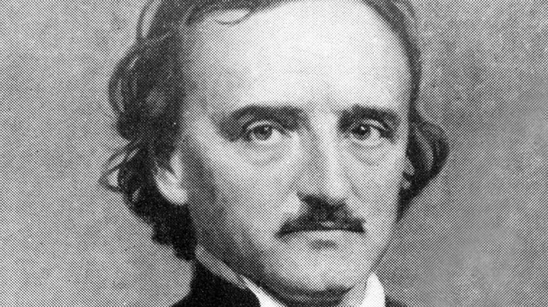 Edgar Allan Poe in black and white photo