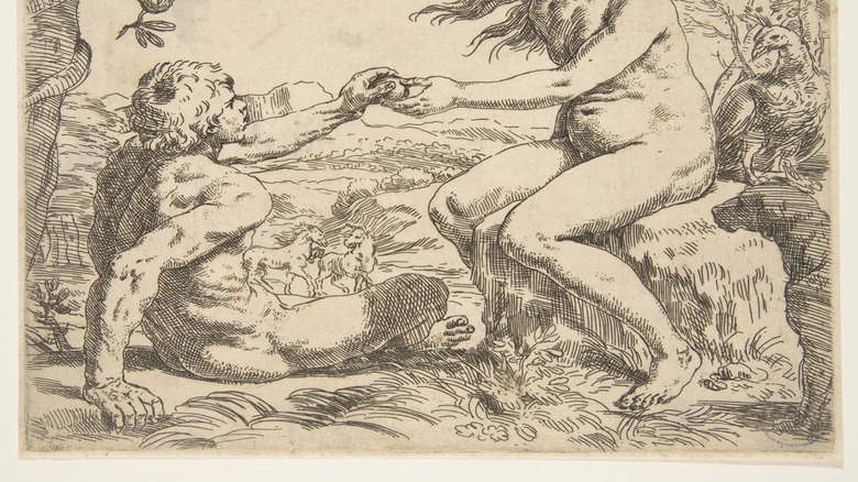 engraving of Adam and Eve