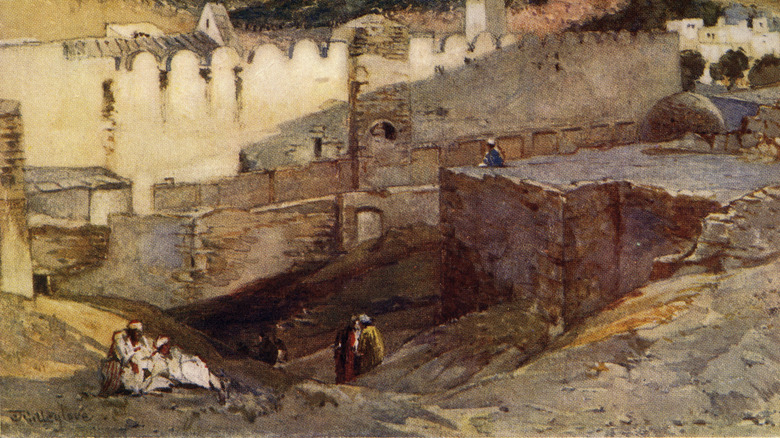 painting of the mosque at the Cave of Machpelah
