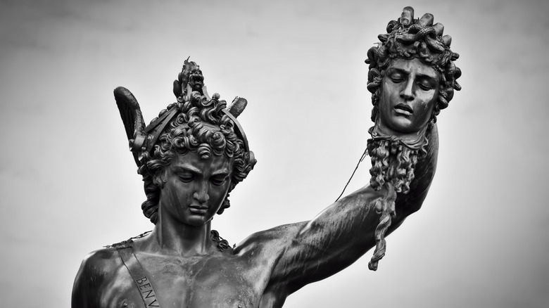 Perseus holding Medusa's head