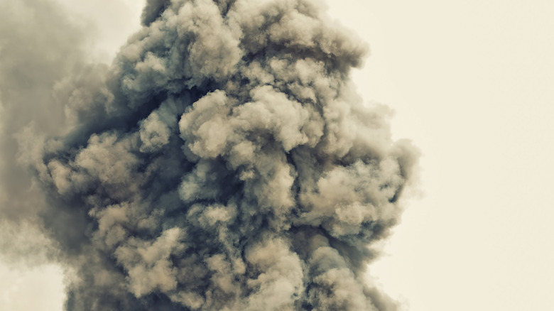 Bomb explosion cloud close up