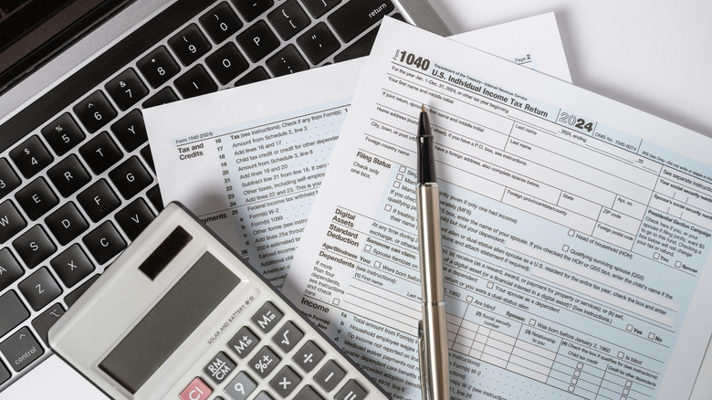 U.S. tax forms on laptop