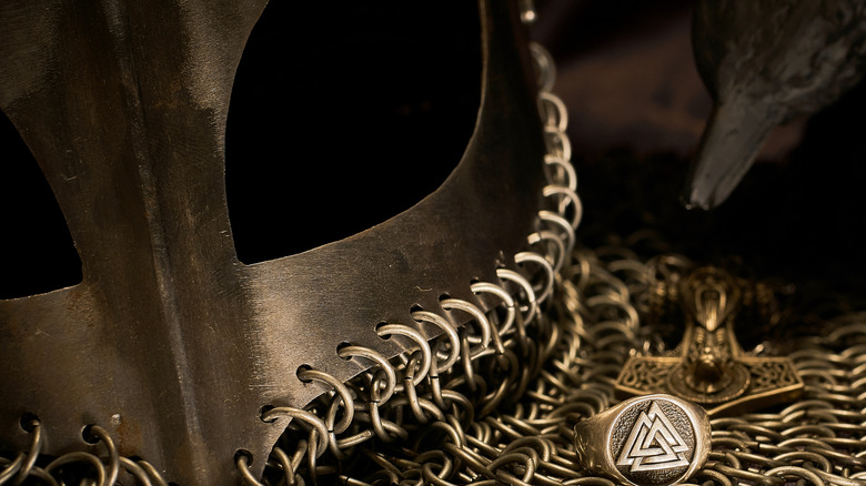 Viking armor and a raven