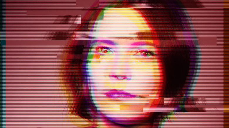 woman's face glitching