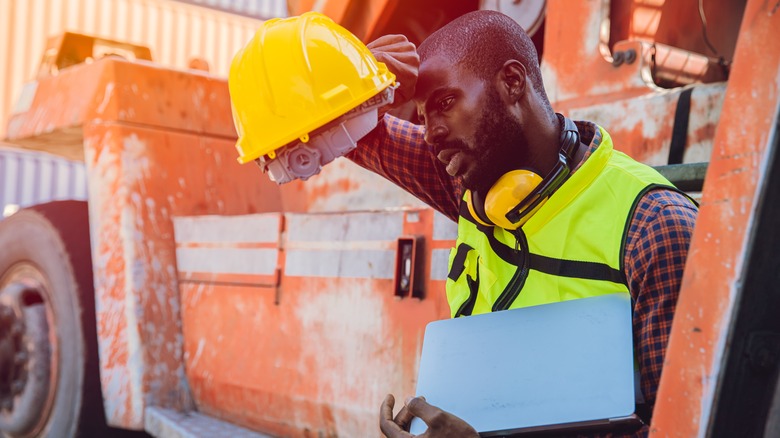 Man working outside during a heatwave