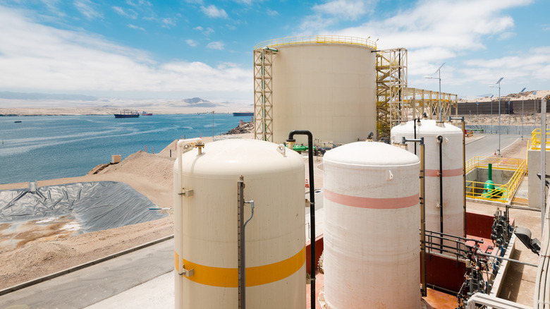 Desalination plant next to water