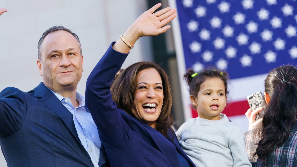 Senator Kamala Harris (D-CA), her husband, Douglas Emhoff, and her niece, Amara Ajagu, 2019