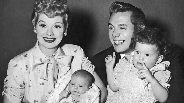 Desi Arnaz and Lucille Ball with their two children, 1953