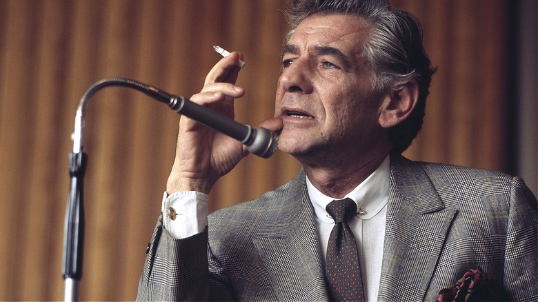 Leonard Bernstein speaking while smoking