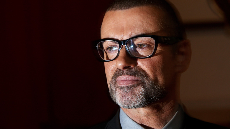George Michael at a press conference