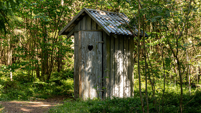 an old fashioned outhouse