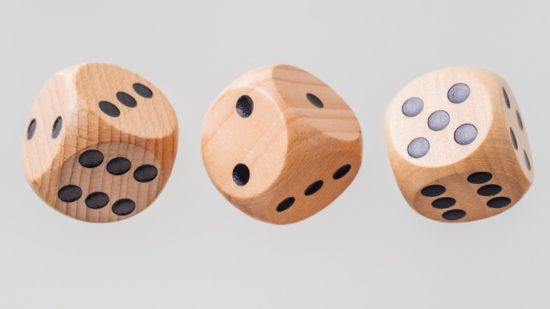 Three wooden dice