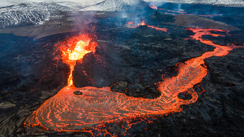 Iceland volcano eruption lava flow