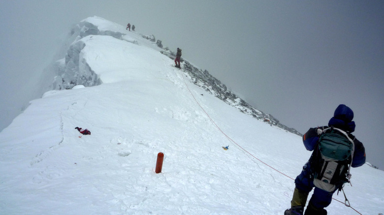 Descending from the summit