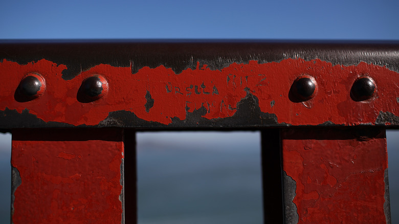 Chipped Golden Gate Bridge paint