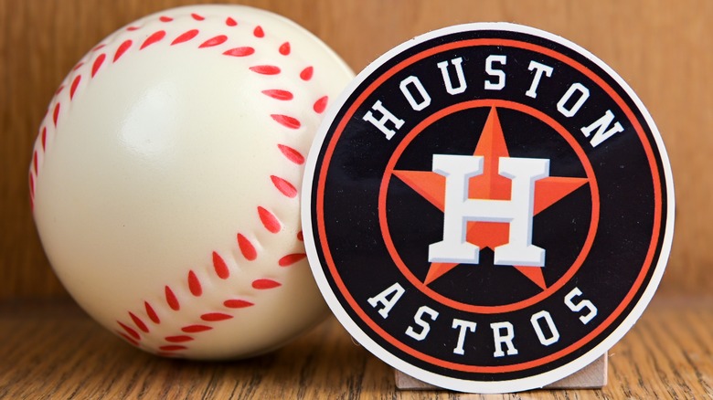 Houston Astros logo and baseball display
