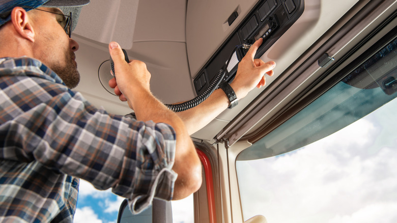 Truck driver using CB radio
