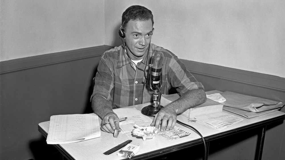 Alan "Moondog" Freed with headphones and mic