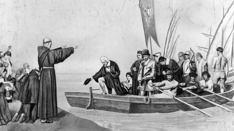 columbus being blessed on ship