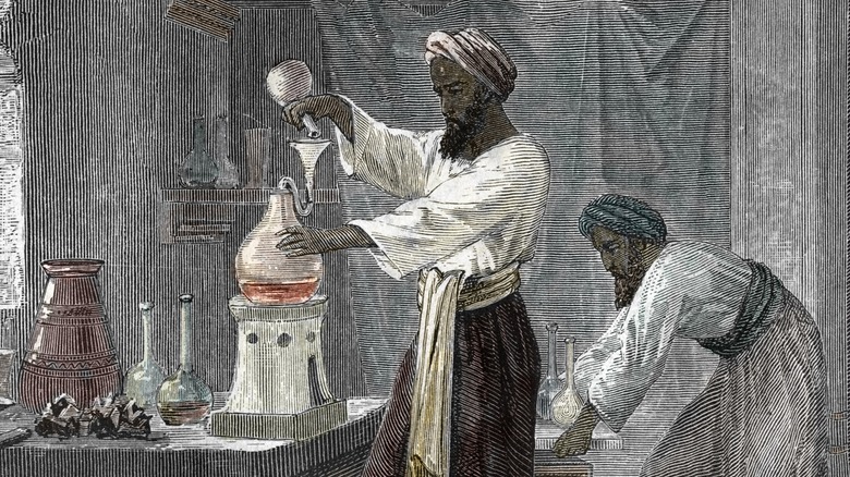 Al-Razi working in lab