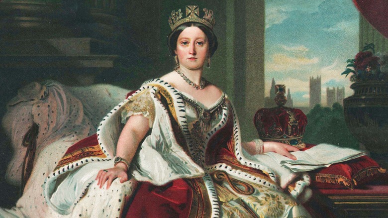 Queen Victoria sitting on chair