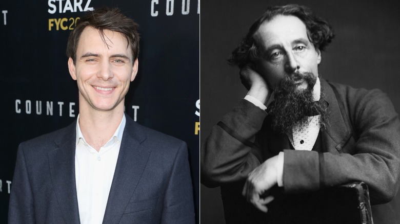 Split image of Harry Lloyd and Charles Dickens