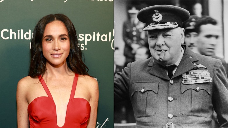 Split image of Meghan Markle and Sir Winston Churchill
