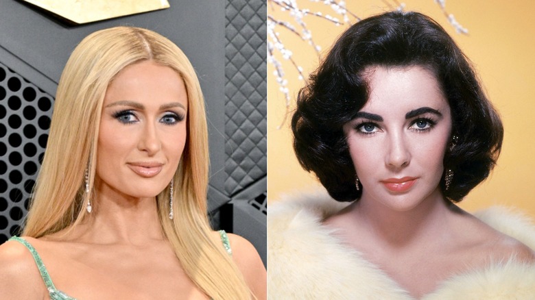 Split image of Paris Hilton and Elizabeth Taylor