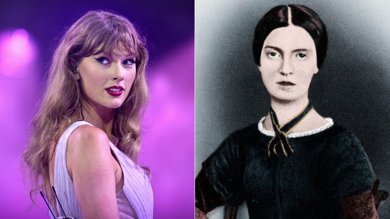Split image of Taylor Swift and Emily Dickinson