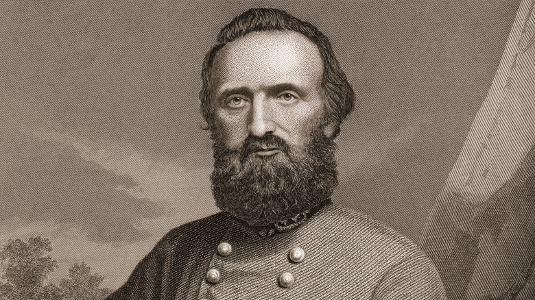 portrait of Stonewall Jackson in uniform with beard