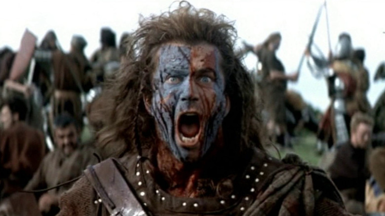 Mel Gibson yelling in blue face paint in "Braveheart"