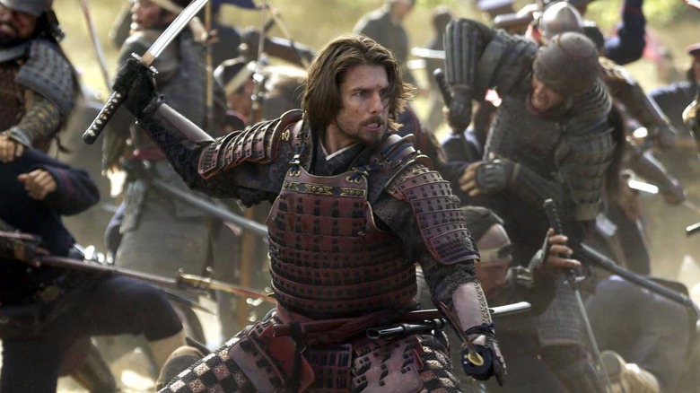 Tom Cruise fighting in samurai costume in "The Last Samurai"